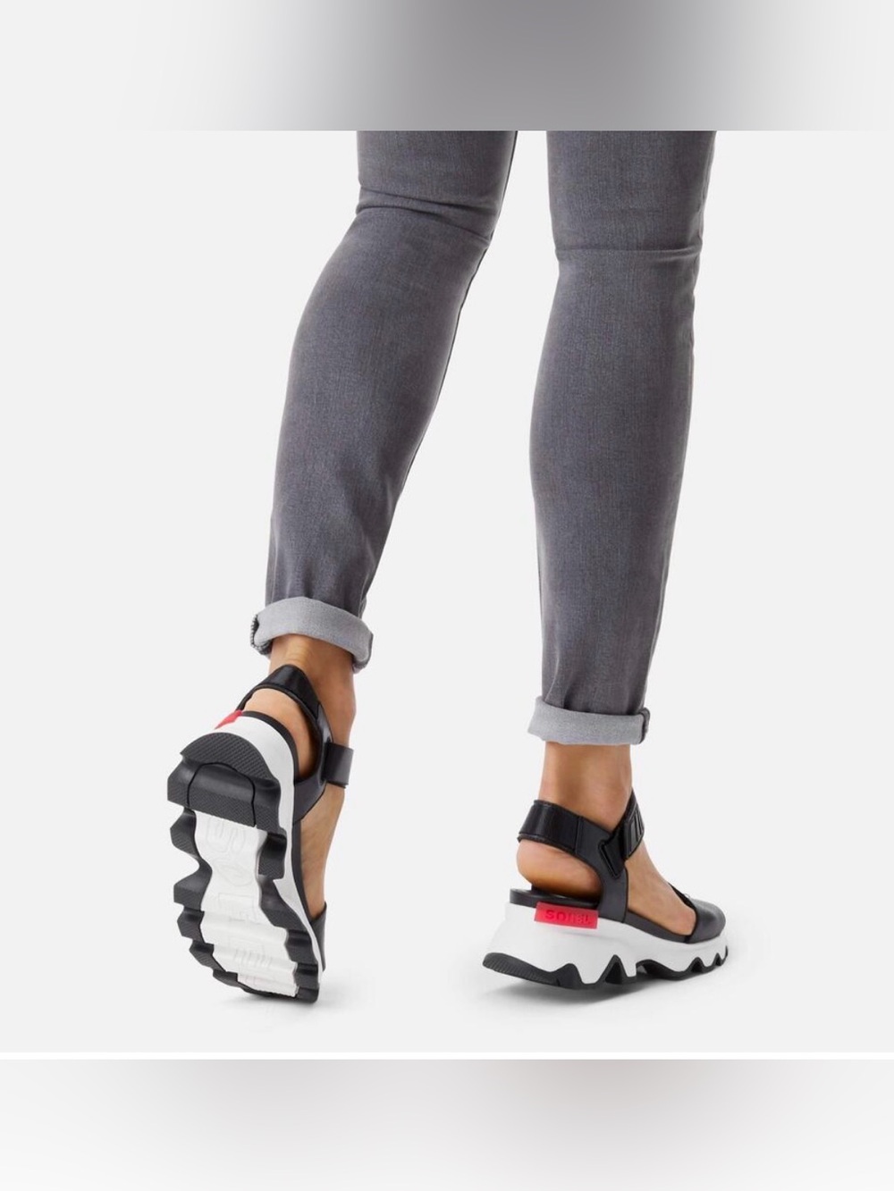 🖤👡 SOREL Kinetic Platform Sport Sandals Women’s Size 12 Black White